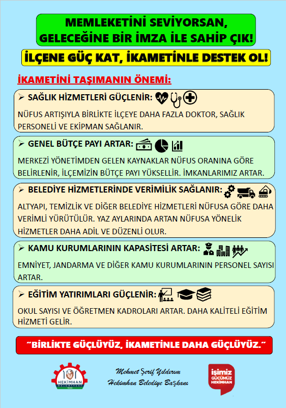 İLÇENE GÜÇ KAT, İKAMETİNLE DESTEK OL.